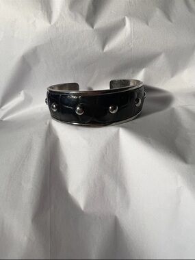 TOD’s Embossed Leather Studded Cuff Bracelet - Vintage Authentic